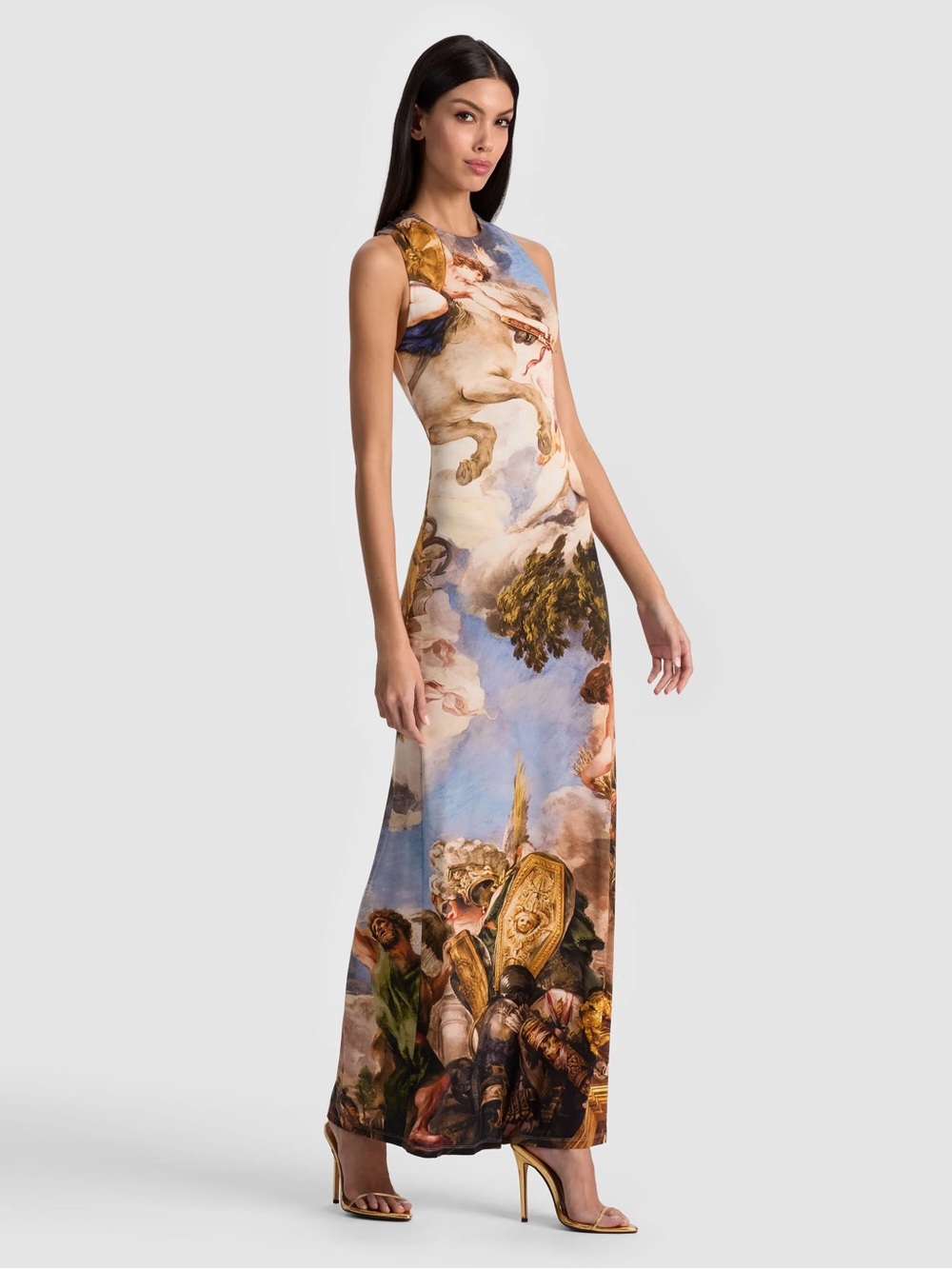 Alice + Olivia Delora Renaissance-Print Open Back Sleeveless Maxi Dress - Picture 5 of 6